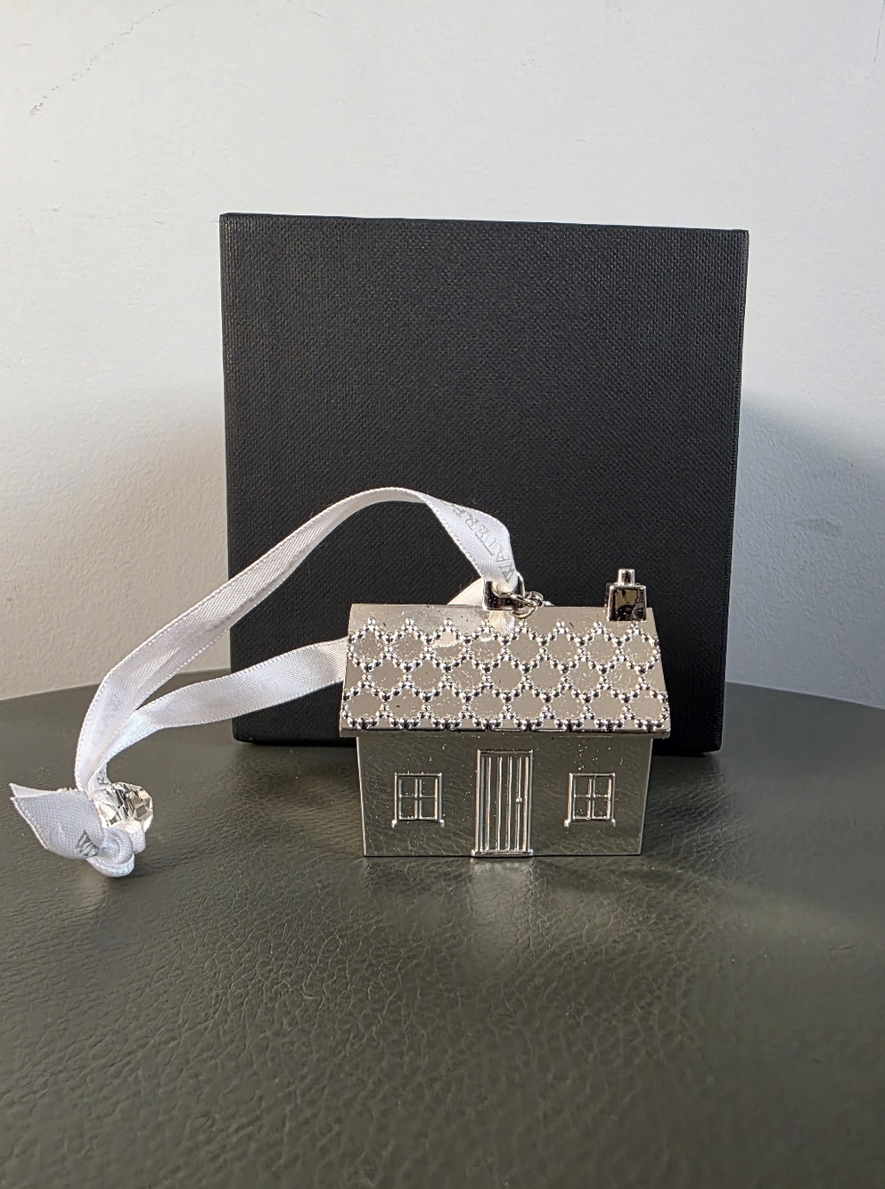 Waterford Silver House Ornament 2019 Crystal Ribbon Holiday Christmas Decoration